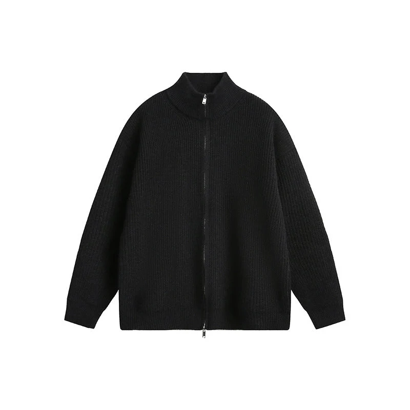 Herren Grobstrickjacke mit hohem Kragen und durchgehendem Reißverschluss Nord Taschen