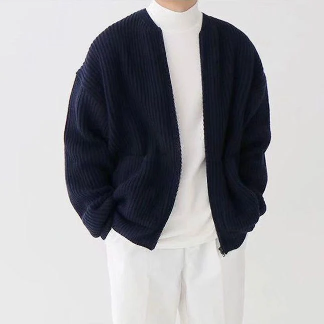 Strickjacke Lockere Passform Rippstrick Offene Vorderseite Weiches Wollgefühl