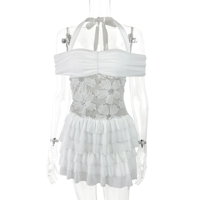 Damen Sommerliches Minikleid mit romantischen Rüschendetails