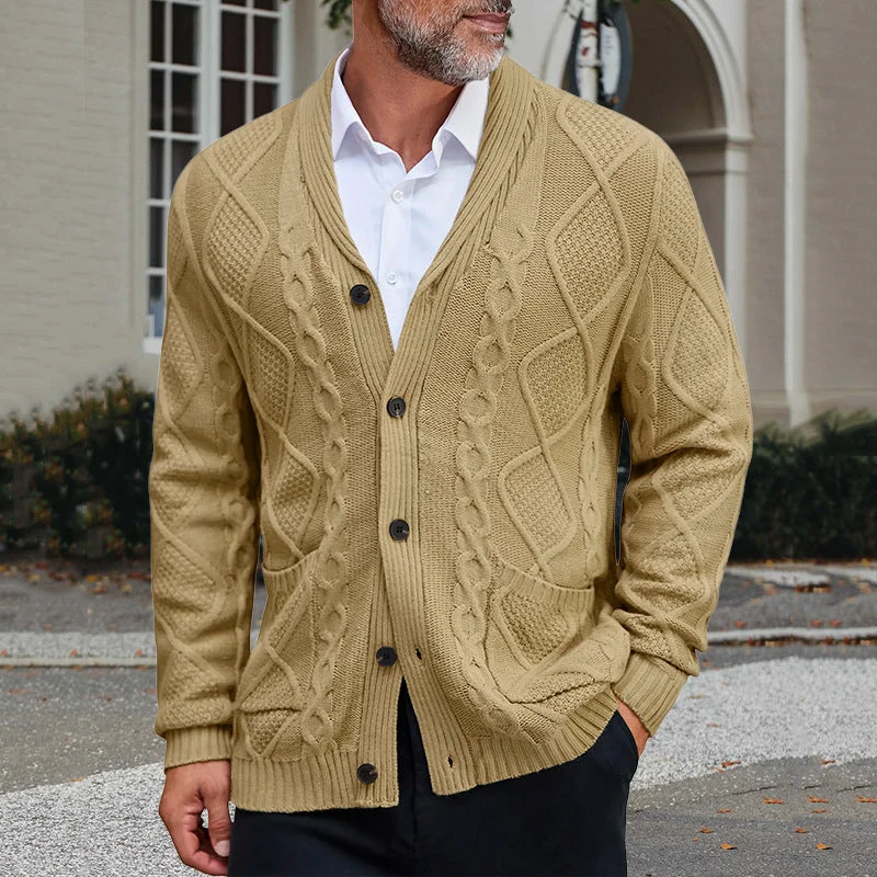 Herren modischer Strickcardigan mit strukturierter Oberfläche und praktischen Taschen Nord Taschen