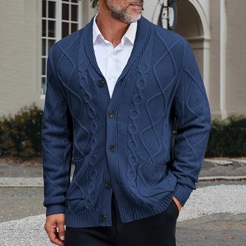Herren modischer Strickcardigan mit strukturierter Oberfläche und praktischen Taschen Nord Taschen