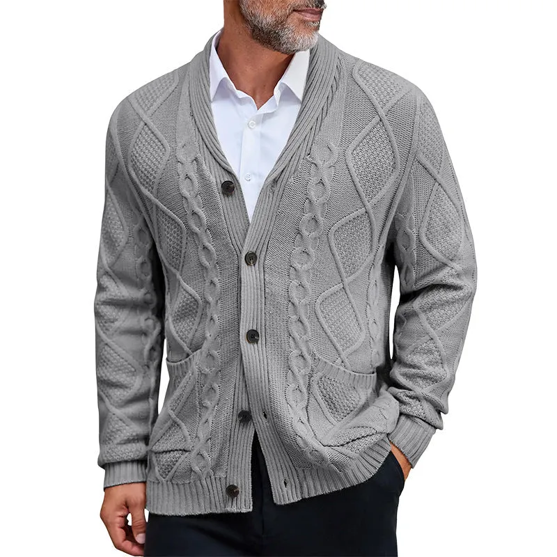 Herren modischer Strickcardigan mit strukturierter Oberfläche und praktischen Taschen Nord Taschen