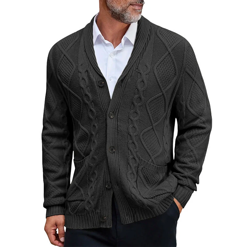 Herren modischer Strickcardigan mit strukturierter Oberfläche und praktischen Taschen Nord Taschen
