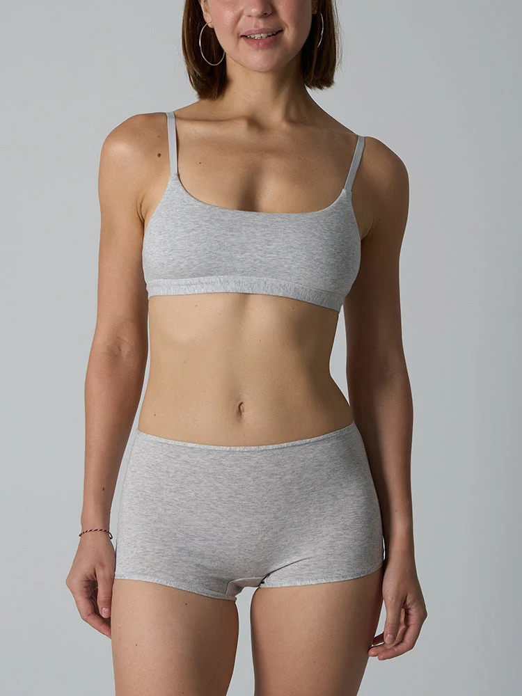 Sport-BH-Set für Damen aus reiner Baumwolle, BH ohne Einlage mit passenden Boxershorts