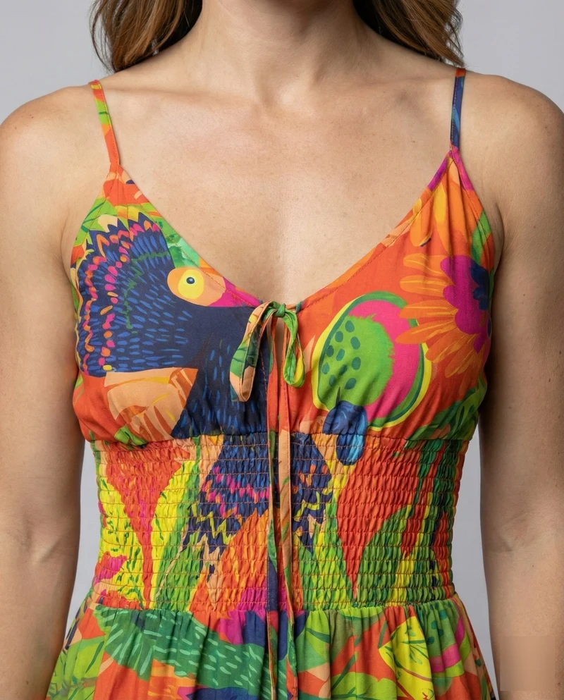 Damen Luftige Smoktaillen Maxikleid
