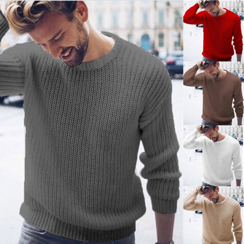 Herren Grobstrickpullover mit modernem Rippenmuster und lässigem Schnitt