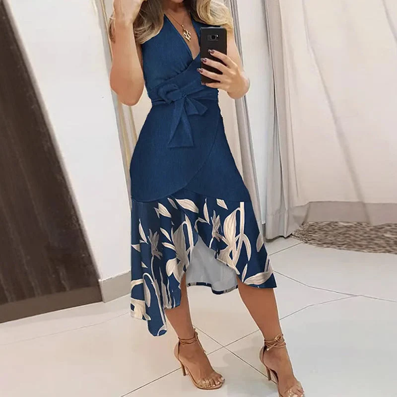 Damen Wickelkleid mit floralem Saum