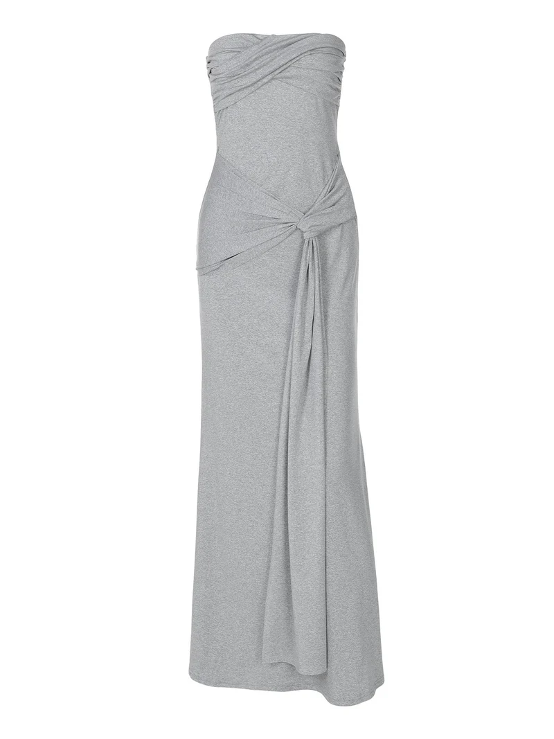 Damen Strapless Maxikleid mit raffiniertem Wickeldesign