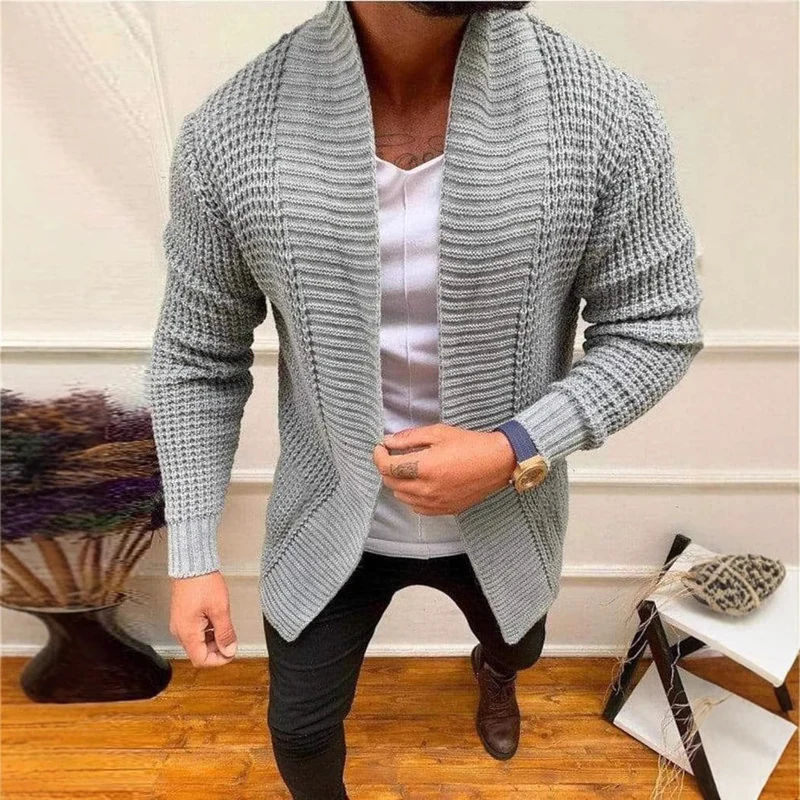 Herren Grobe Strickjacke mit offenem Design und tiefem Kragen Nord Taschen