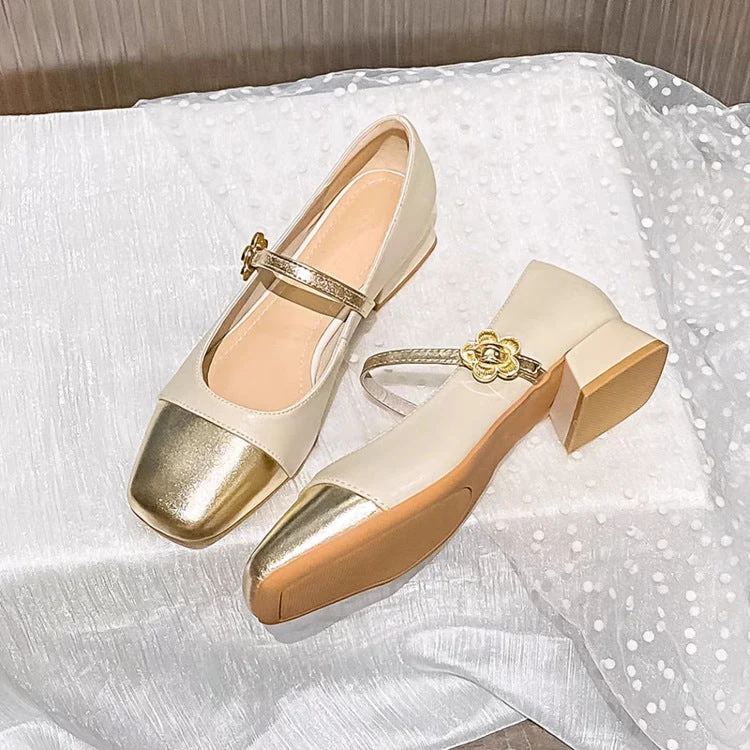 Damen elegante Ballerinas mit geschwungenem Riemen und glänzender Zehenkappe