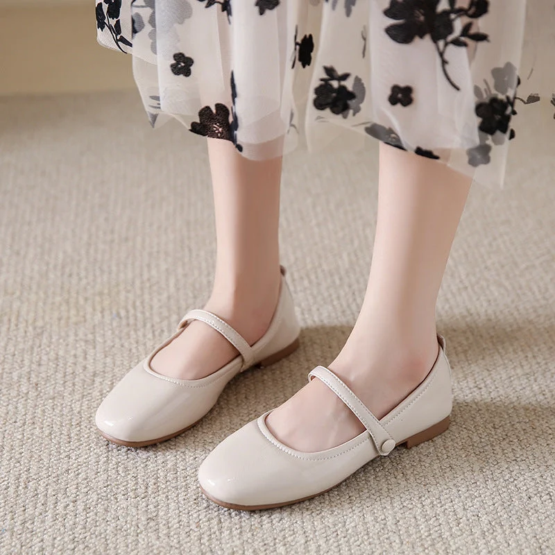 Damen Ballerina-Schuhe mit elegantem Riemen und schimmerndem Obermaterial