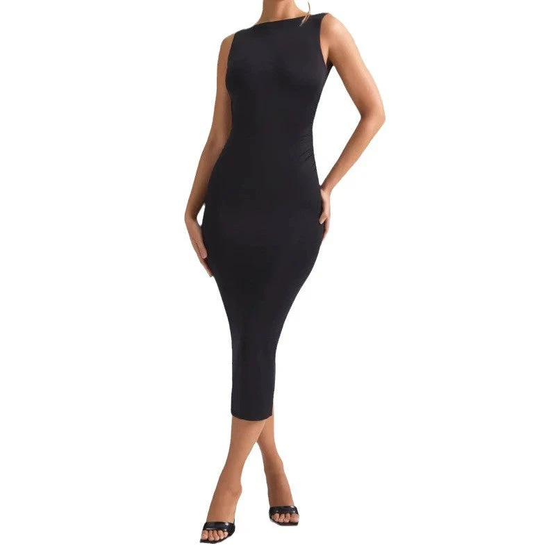 Damen Figurbetontes Midi-Kleid mit elegantem Ausschnitt und schwingendem Saum Nord Taschen