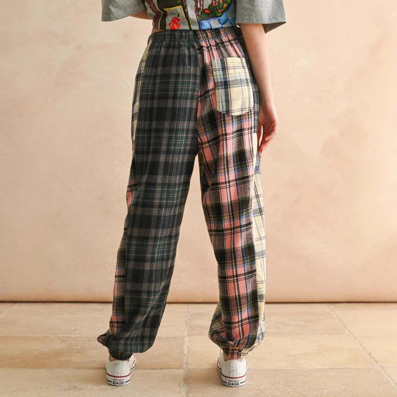 Damen Karierte Komfort-Hose mit elastischem Bund Nord Taschen