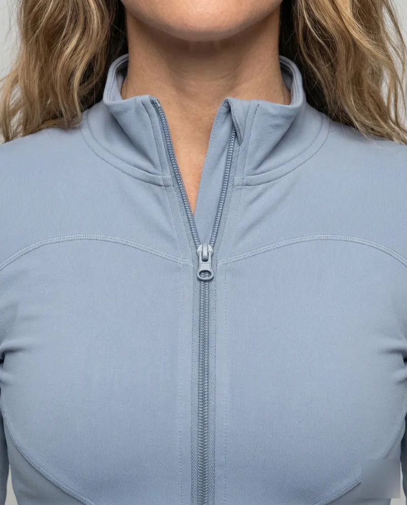 Damen Reißverschlussjacke Konturierende Nähte