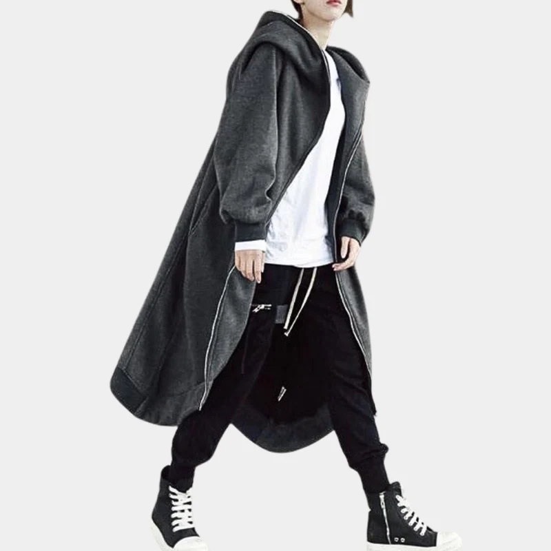 Lange Winterjacke mit Kapuze und Reißverschluss für Damen