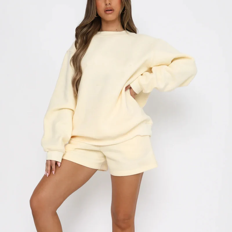 Damen Lässiges Sweater-Shorts-Set mit hohem Tragekomfort