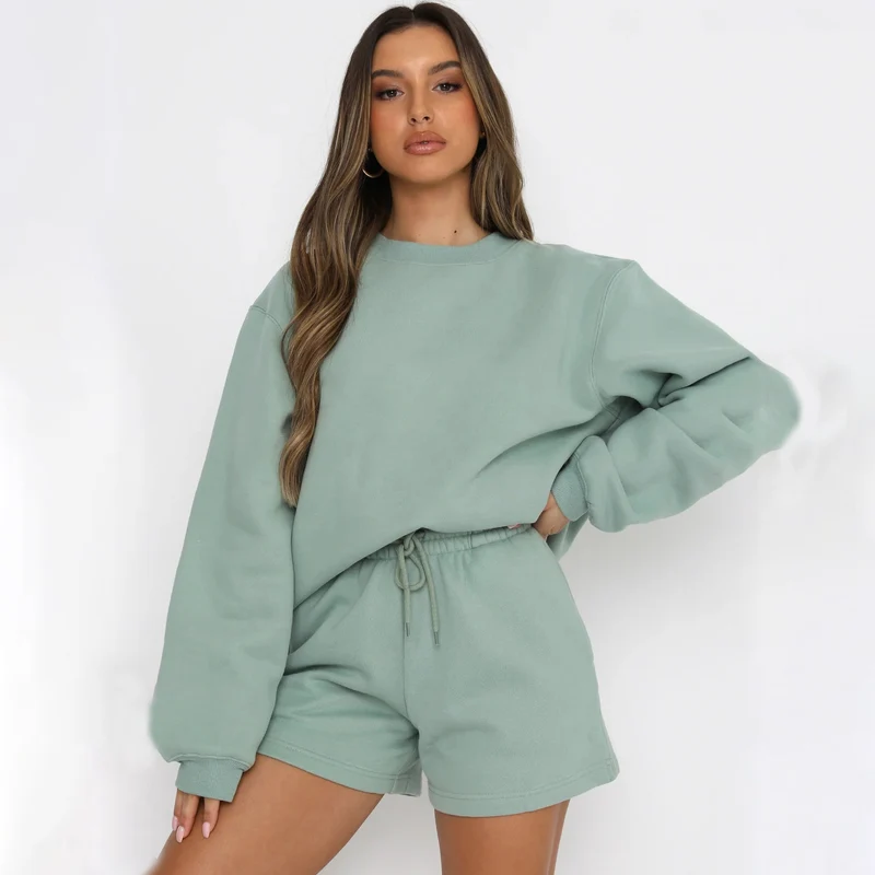 Damen Lässiges Sweater-Shorts-Set mit hohem Tragekomfort