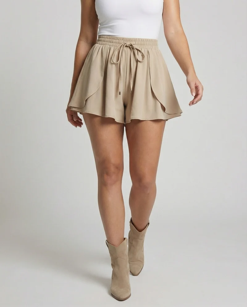 Damen Sportliche Überlappender Tulpenüberwurf MischgewNord Taschene Mini-Skort