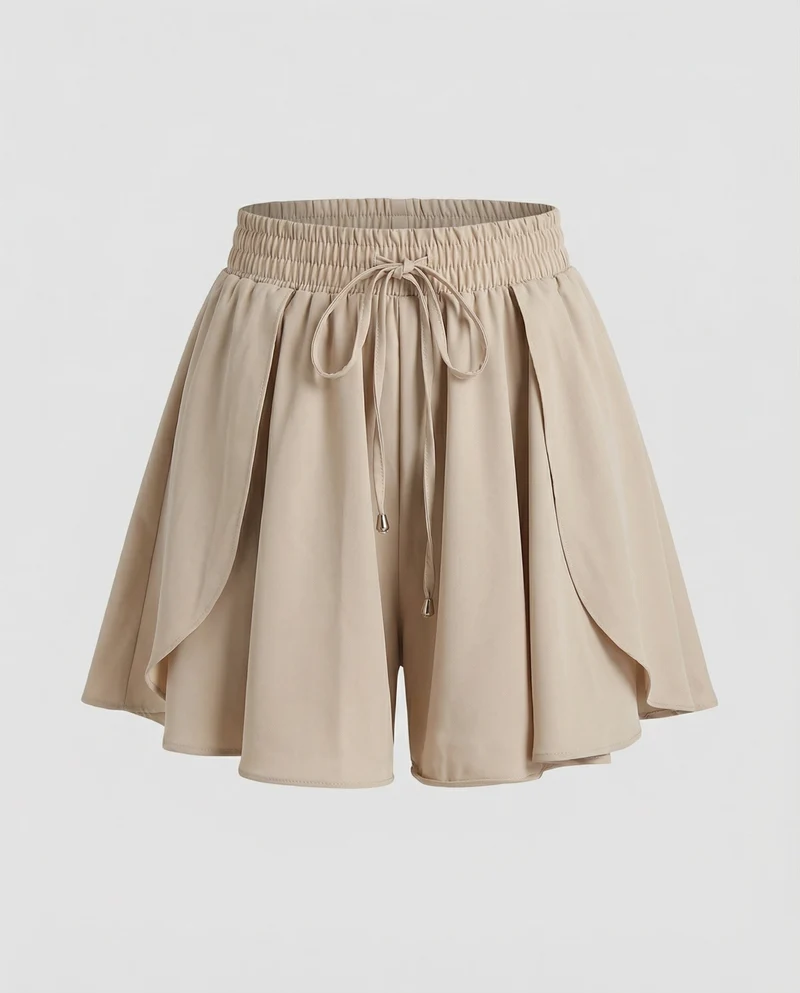 Damen Sportliche Überlappender Tulpenüberwurf MischgewNord Taschene Mini-Skort