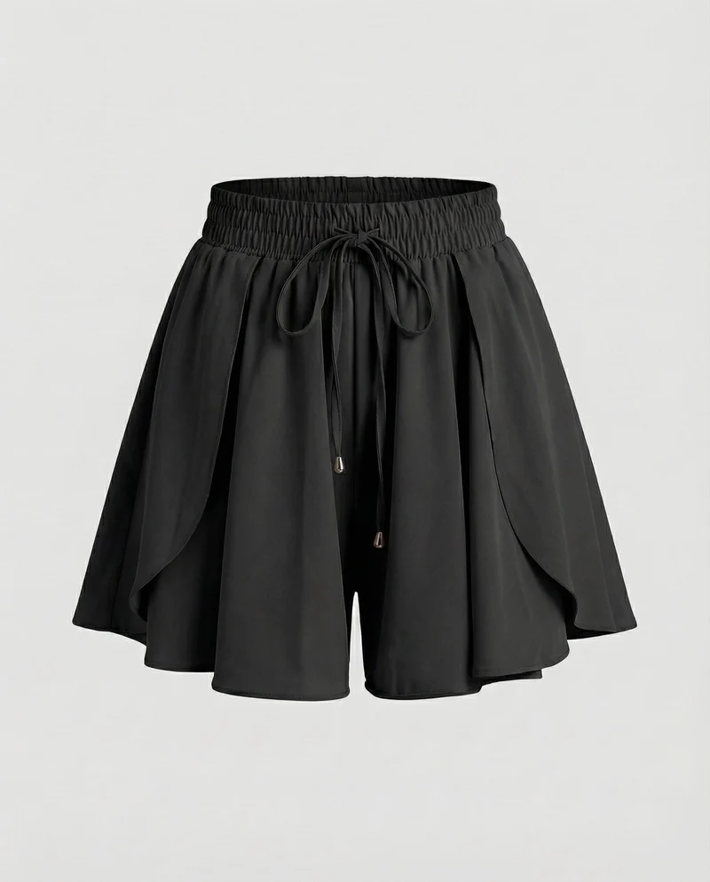 Damen Sportliche Überlappender Tulpenüberwurf MischgewNord Taschene Mini-Skort