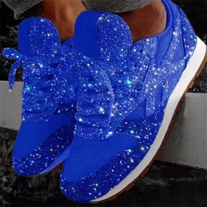 Damen Glitzernde Slip-On Sneakers mit elastischen Bändern