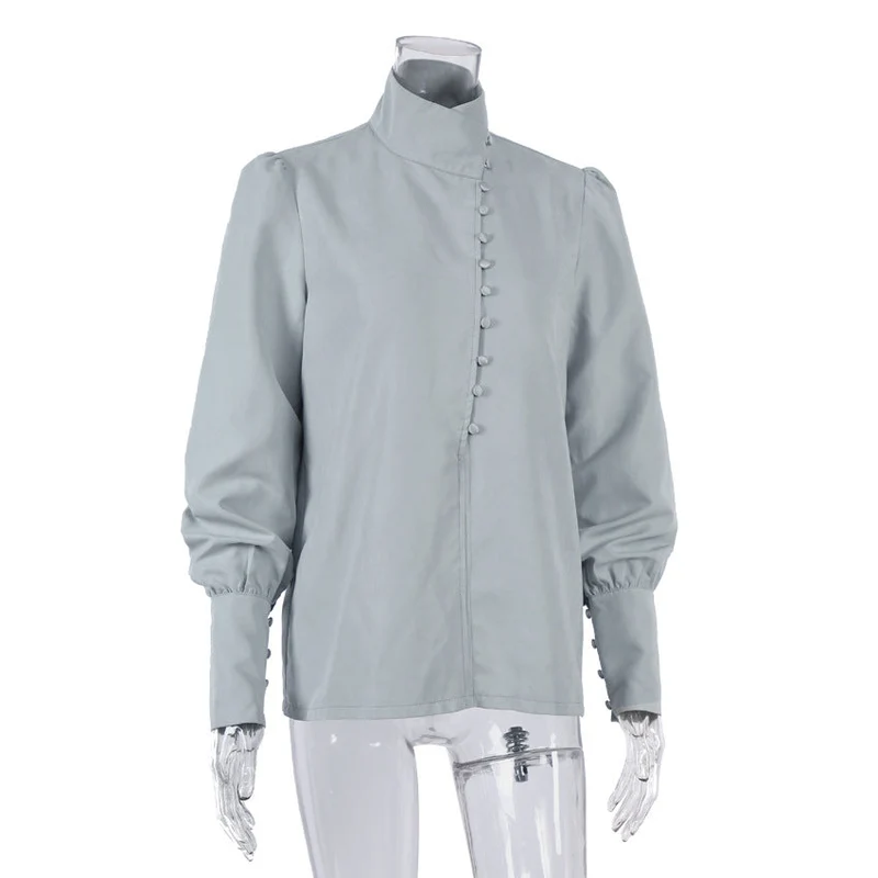 Viktorianisch Inspirierte Bluse mit Hohem Kragen