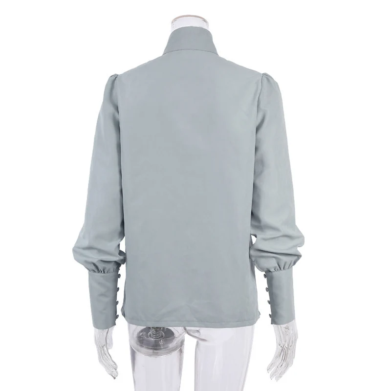 Viktorianisch Inspirierte Bluse mit Hohem Kragen
