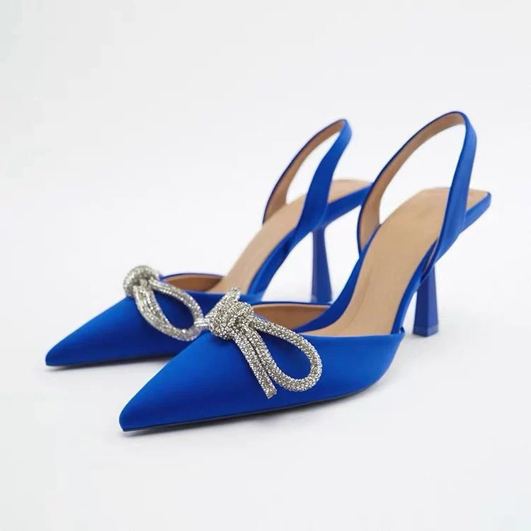 Damen elegante Slingback-Pumps mit glitzernden Schleifen-Details
