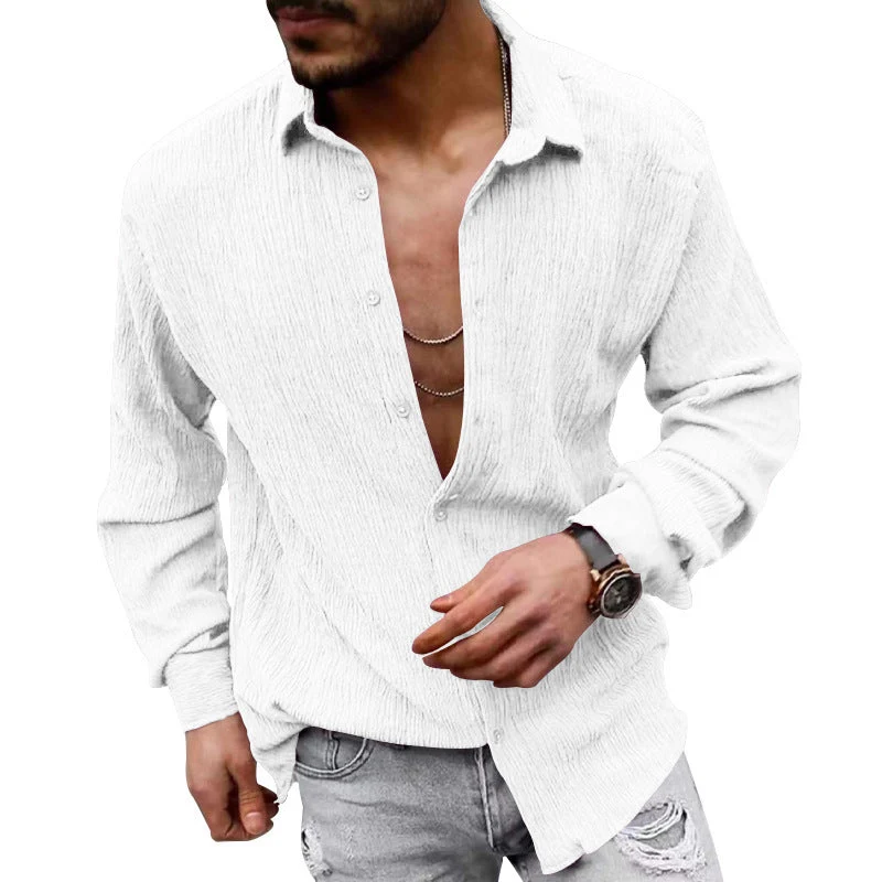 Herren lässiges Langarmhemd mit strukturiertem GewNord Taschene und modernem Look
