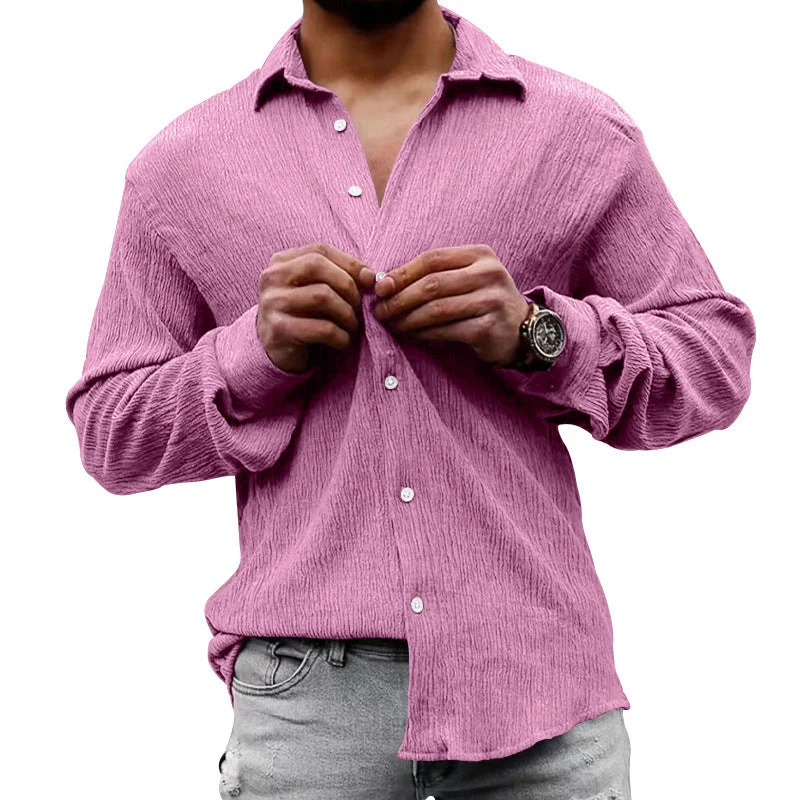 Herren lässiges Langarmhemd mit strukturiertem GewNord Taschene und modernem Look
