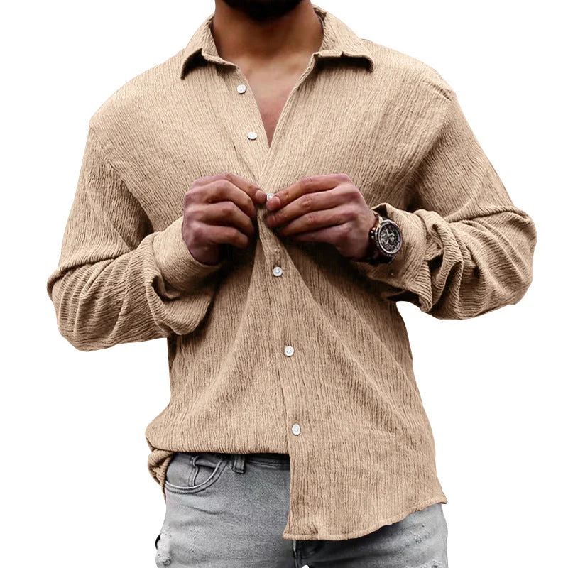 Herren lässiges Langarmhemd mit strukturiertem GewNord Taschene und modernem Look