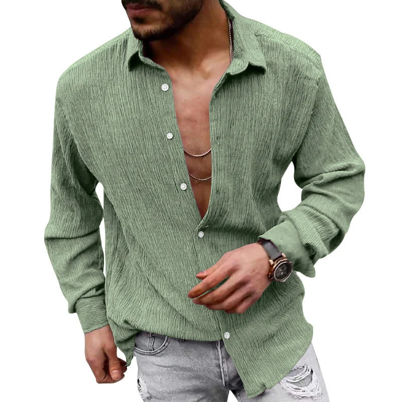Herren lässiges Langarmhemd mit strukturiertem GewNord Taschene und modernem Look