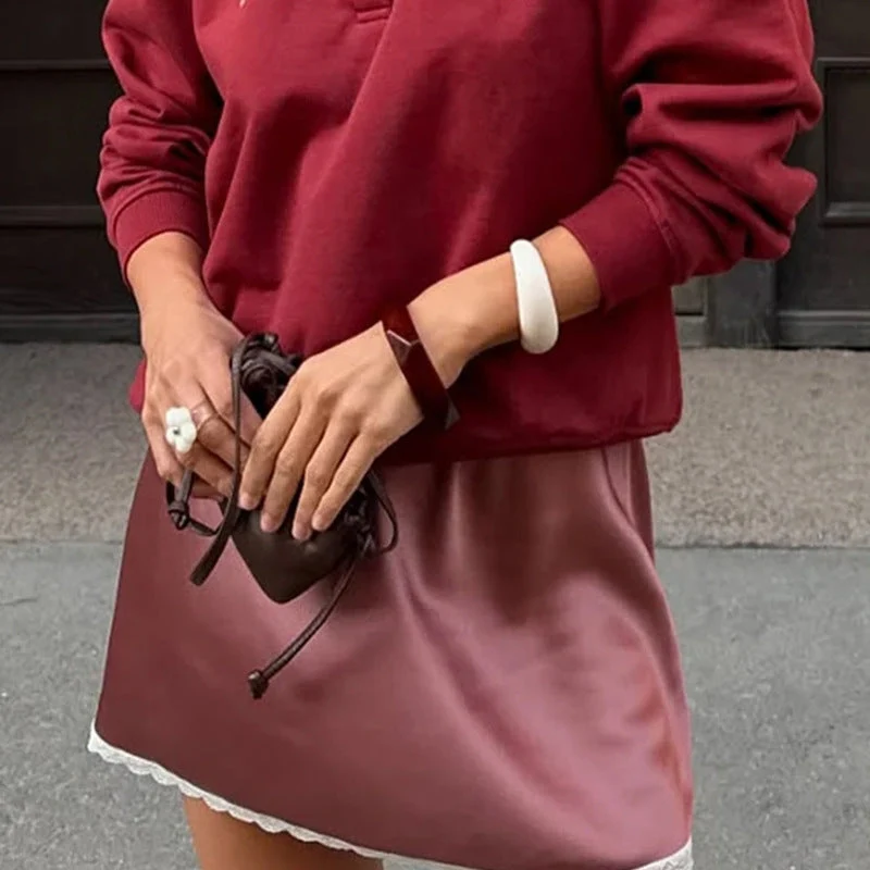 Damen Elegante und verspielte Satin-Unterrock Nord Taschen