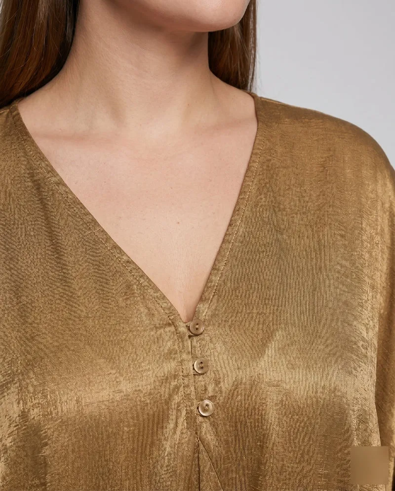 Damen eleganter Kaftan mit fließendem Schnitt und Kunstleder Akzenten