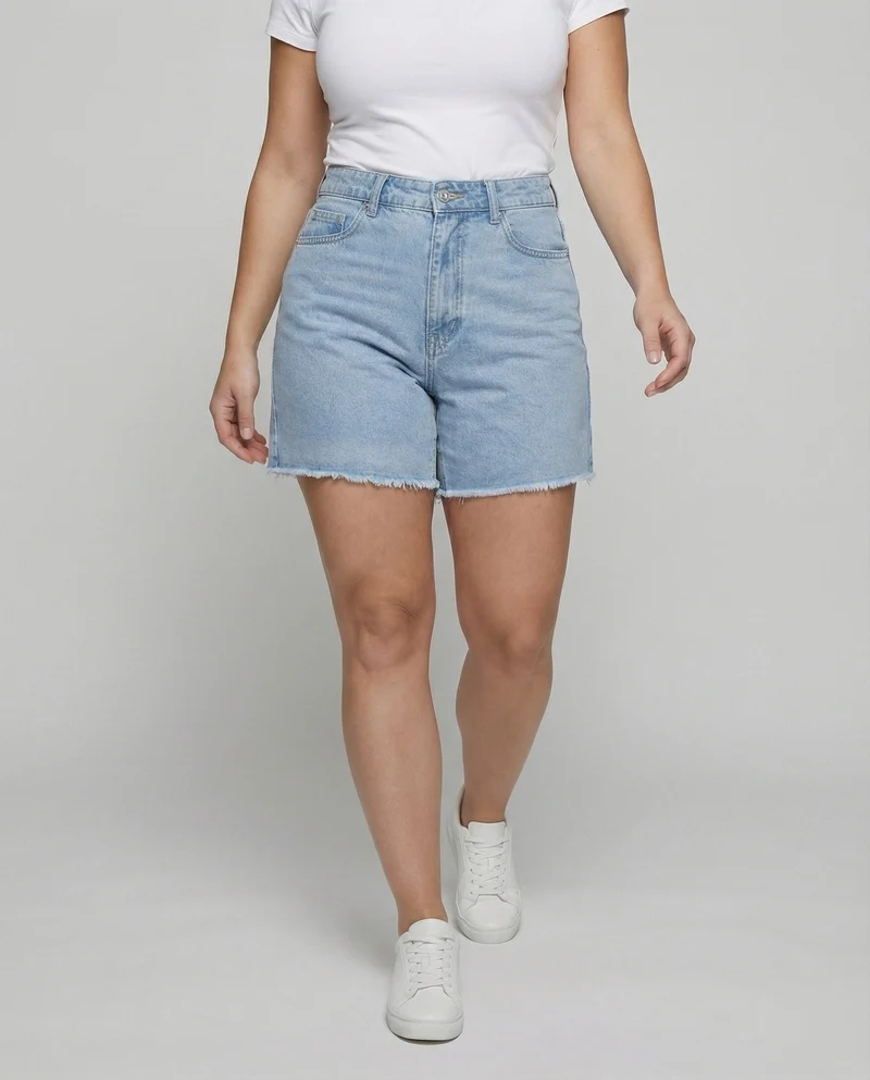 Damen Retro Ausgefranster Saum Denim Kurzjeans