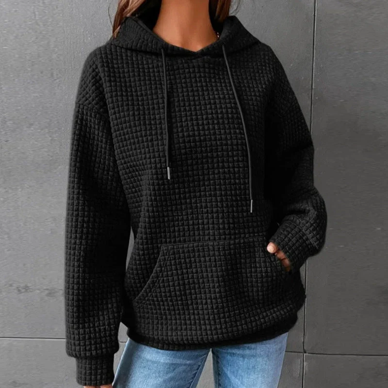 Damen lässiger Hoodie mit strukturierter Oberfläche und praktischer Kängurutasche