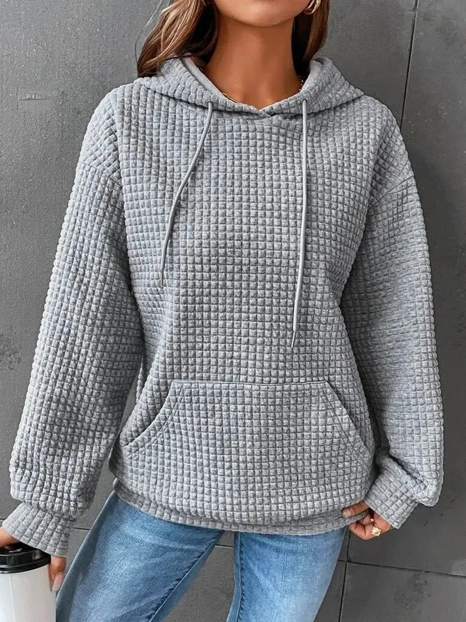 Damen lässiger Hoodie mit strukturierter Oberfläche und praktischer Kängurutasche