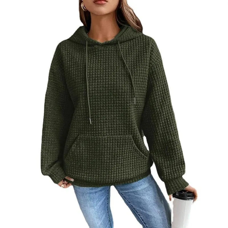 Damen lässiger Hoodie mit strukturierter Oberfläche und praktischer Kängurutasche