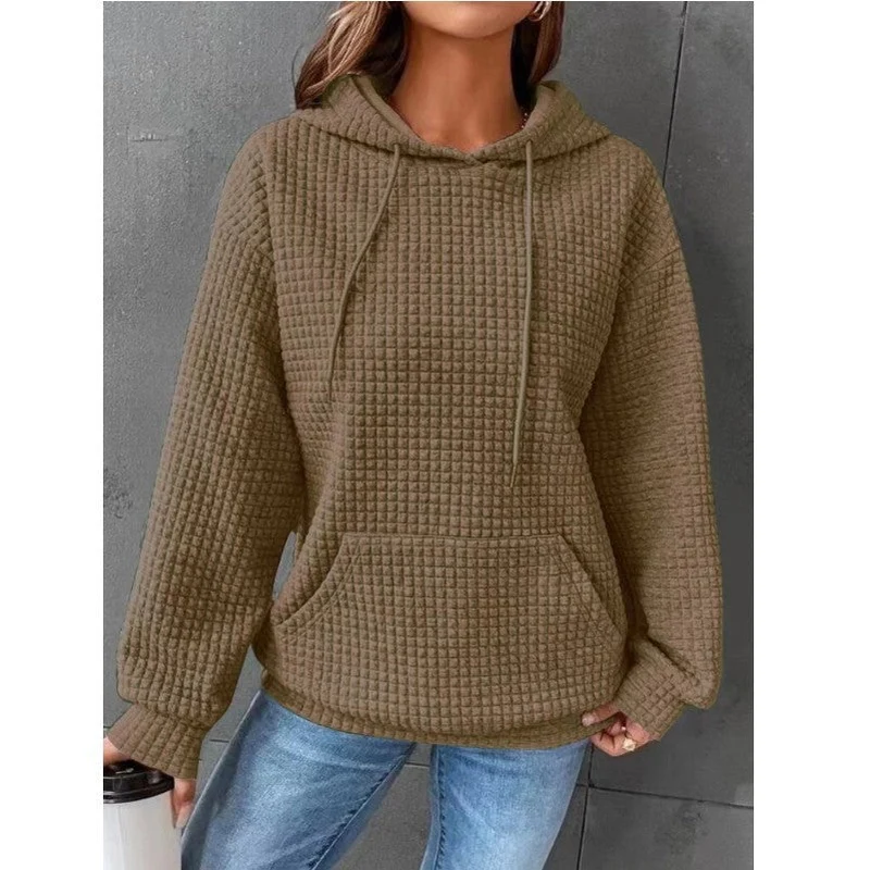 Damen lässiger Hoodie mit strukturierter Oberfläche und praktischer Kängurutasche
