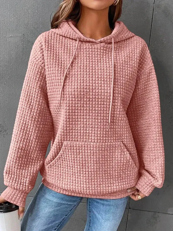 Damen lässiger Hoodie mit strukturierter Oberfläche und praktischer Kängurutasche