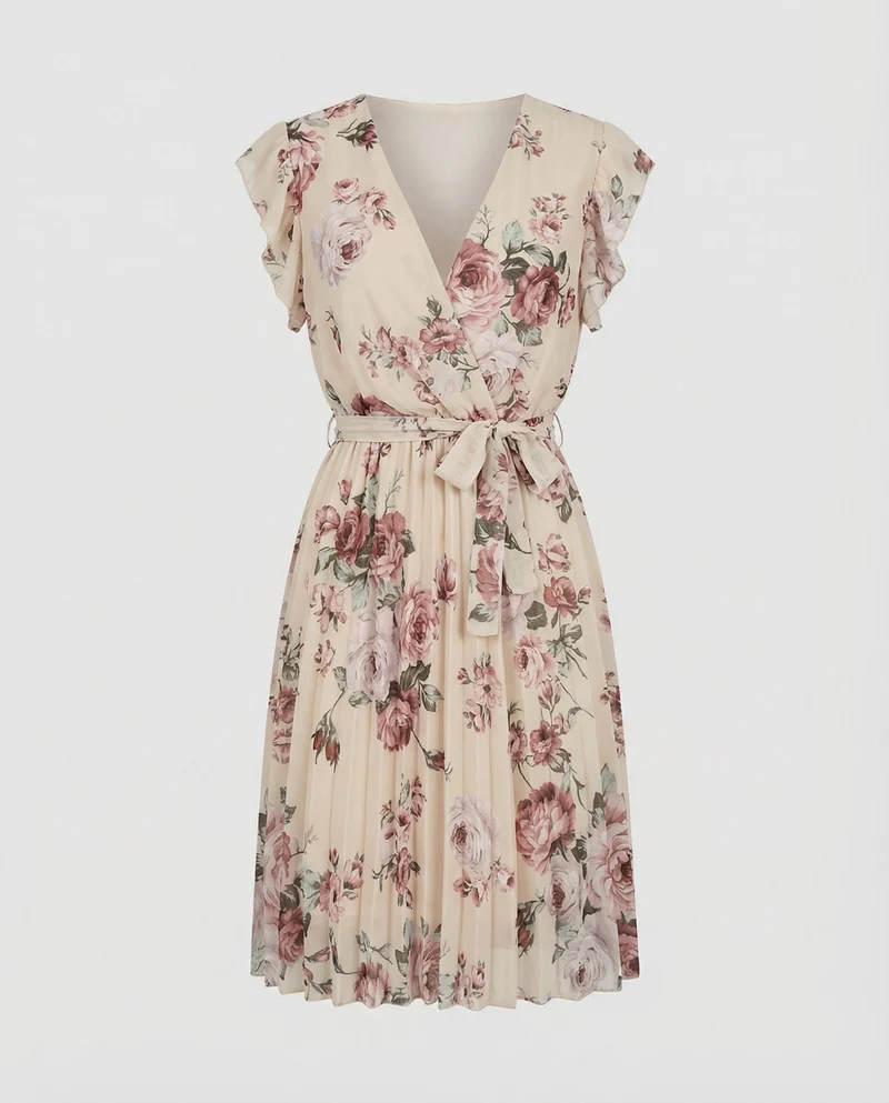 Damen Freizeitkleid Wickel mit Plissee