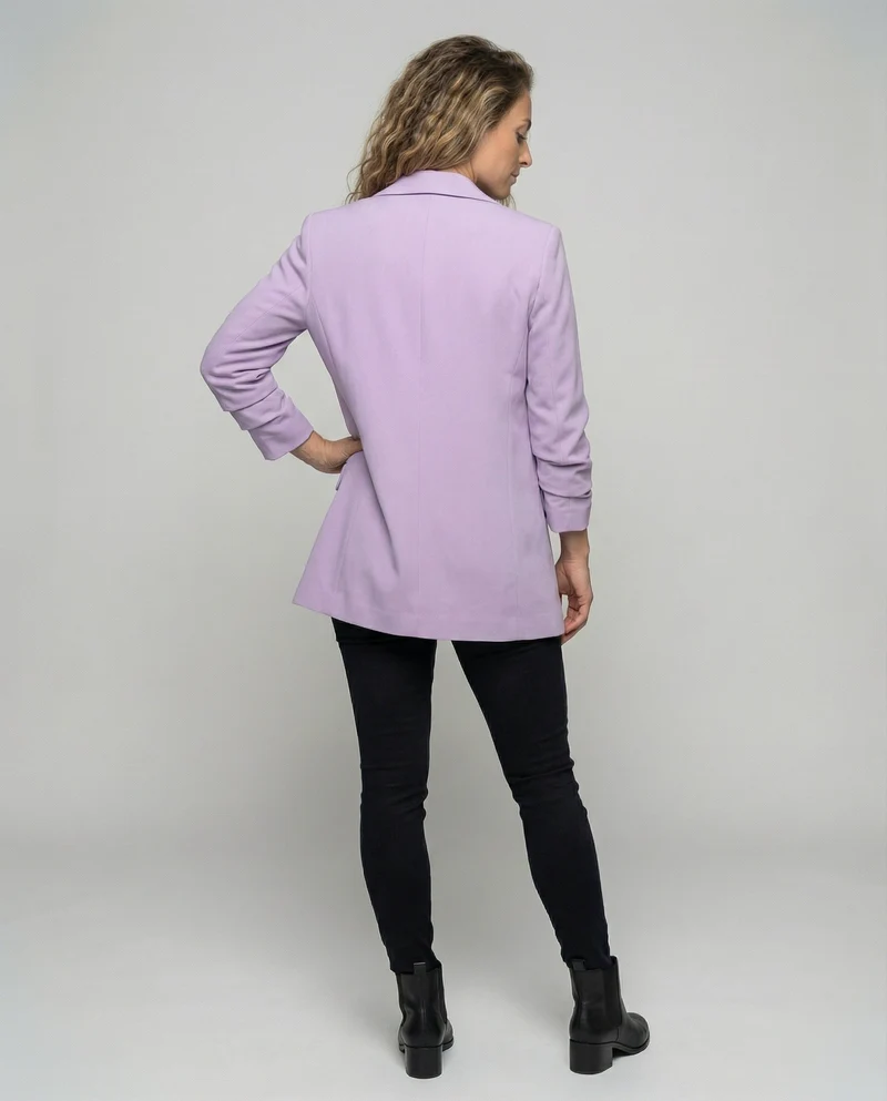 Damen nan locker geschnittener Longblazer mit Schulterpolstern und aufgesetzten Taschen Nord Taschen
