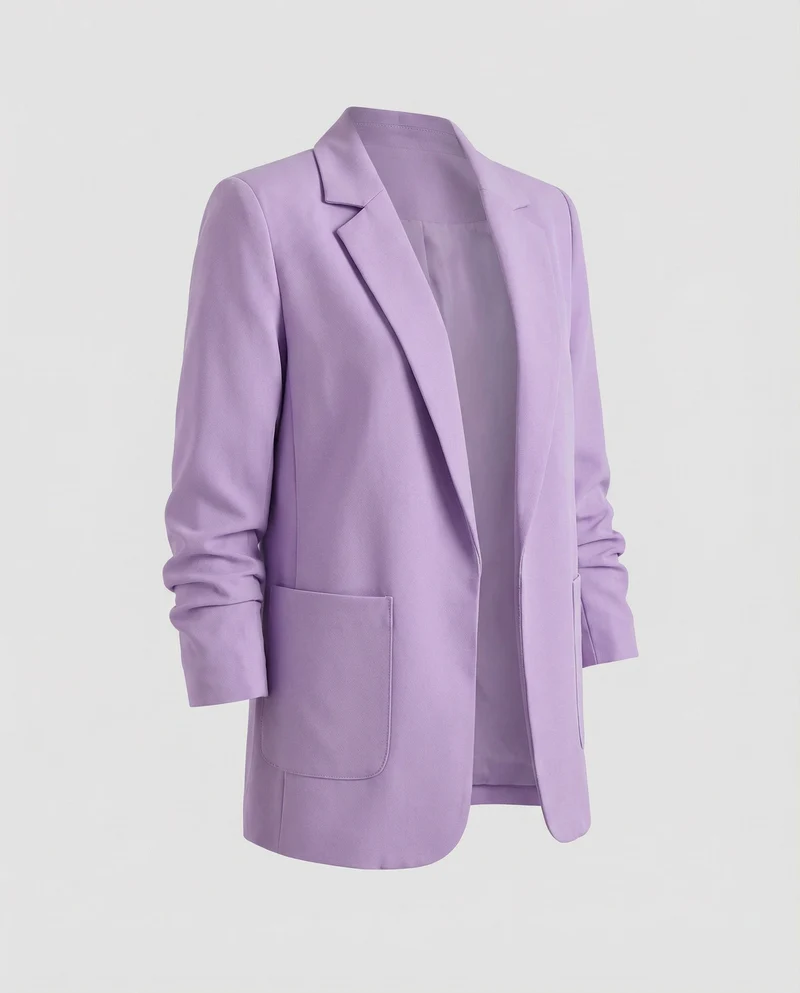 Damen nan locker geschnittener Longblazer mit Schulterpolstern und aufgesetzten Taschen Nord Taschen