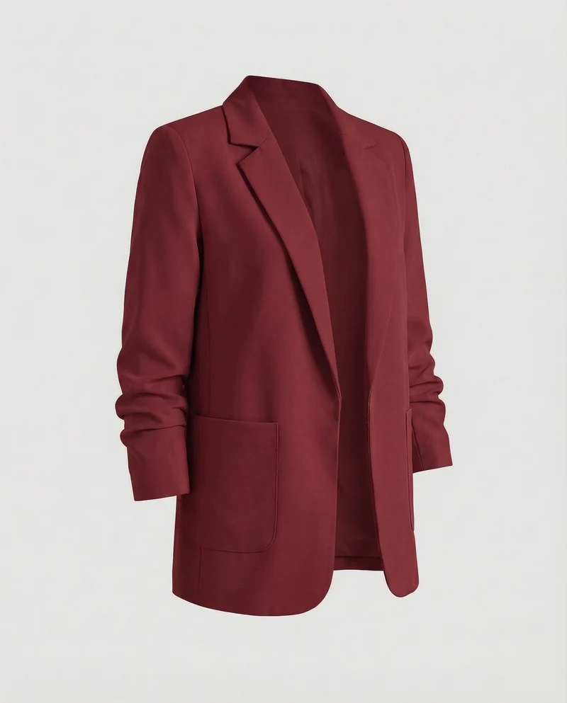 Damen nan locker geschnittener Longblazer mit Schulterpolstern und aufgesetzten Taschen Nord Taschen
