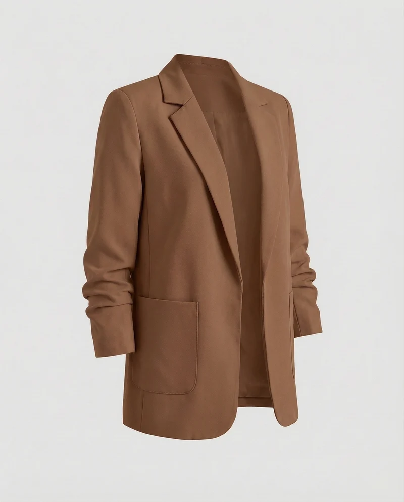 Damen nan locker geschnittener Longblazer mit Schulterpolstern und aufgesetzten Taschen Nord Taschen
