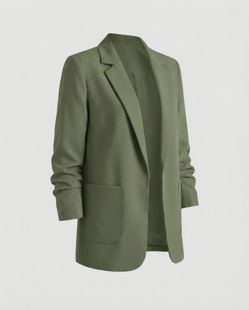 Damen nan locker geschnittener Longblazer mit Schulterpolstern und aufgesetzten Taschen Nord Taschen