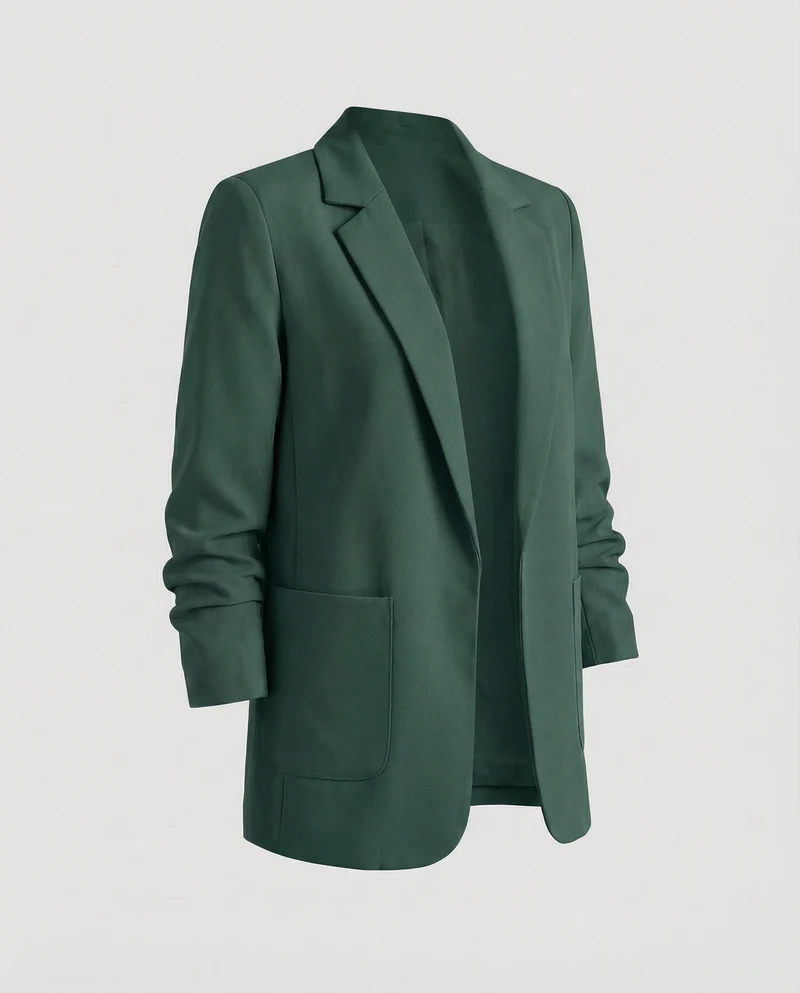 Damen nan locker geschnittener Longblazer mit Schulterpolstern und aufgesetzten Taschen Nord Taschen