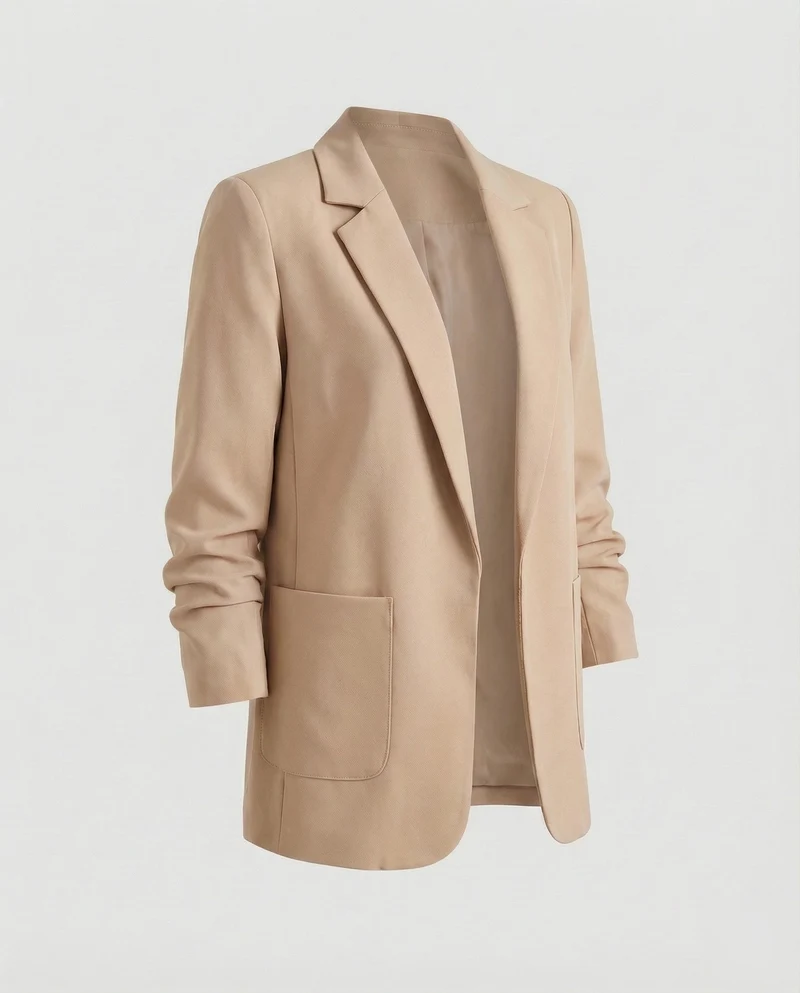 Damen nan locker geschnittener Longblazer mit Schulterpolstern und aufgesetzten Taschen Nord Taschen