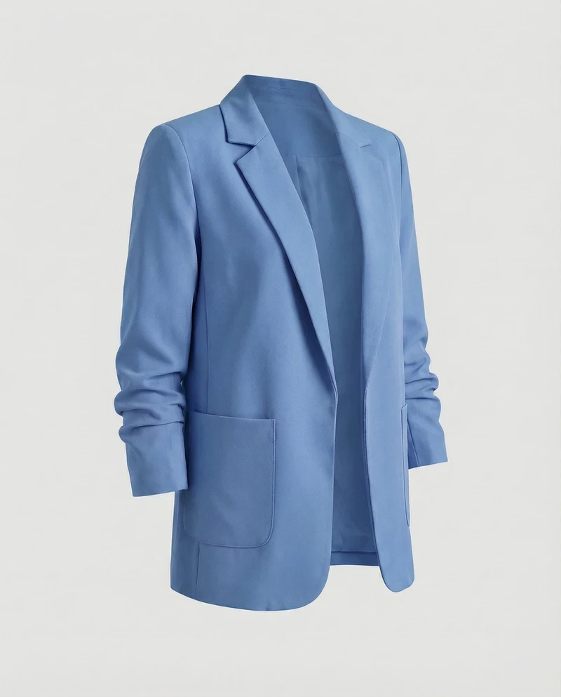 Damen nan locker geschnittener Longblazer mit Schulterpolstern und aufgesetzten Taschen Nord Taschen
