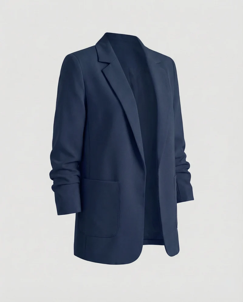 Damen nan locker geschnittener Longblazer mit Schulterpolstern und aufgesetzten Taschen Nord Taschen